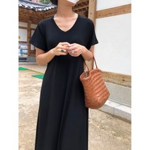 텐셀 루즈핏 A라인 브이넥 프릴 롱 원피스 ROP127