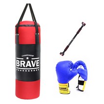 BRAVE 브레이브 샌드백 파워헤비백 B세트 80cm 글러브 철봉, 샌드백+스마트락+글러브 블루(대)