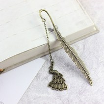 앤썸 누눅 빈티지 깃털 금속 책갈피 + 종이봉투세트, 고동공작