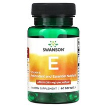 스완슨 Swanson 내추럴 비타민 E Vitamin E 180mg(400IU) 60소프트젤, 상품, 2개, 250개