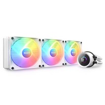 NZXT Kraken 240 RGB 240mm AIO CPU 액체 쿨러 이미지 성능 메트릭용 맞춤형 1.5인치 정사각형 LCD 디스플레이 고성능 펌프 F120 코어 팬 2개 화이트, 360mm Radiator_White