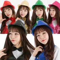 스팡클신사모자 파티소품 중절모 반짝이모자 공연모자, 스팡클신사모자 (진핑크)