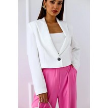 푸퍼패딩 숏 대장 푸파 다운 봄과 정장 여성 긴 소매 정장 흰색 우아한 느슨한 얇은