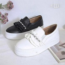 [에피소드블랑] 여성 큐빅프릴 키높이 슬립온 4cm