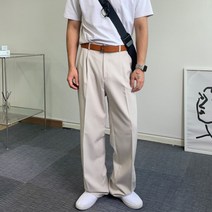 남자 밴딩 슬랙스 핀턱 와이드 슬랙스 세미 와이드 기지바지 배정남 통바지 구르카 팬츠