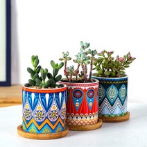 에스닉 도자기 미니 다육이 화분 빈 수제 소형 사무실 책상 화분 개업 집들이 인테리어, 05.마름모블루