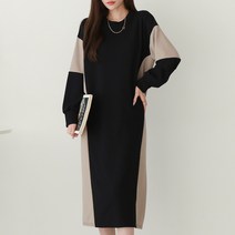 시크루즈 라핑 컬러 배색 루즈핏 원피스_BDOE861