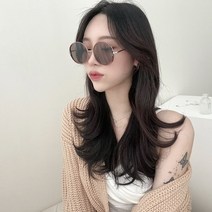 VANANA2 여성 페미닌 고급 크리스탈 포인트 원형 라운드 투톤 그라데이션 동글이 선글라스