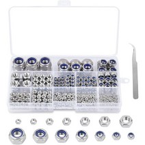520pcs 잠금 너트 나일론 304 스테인레스 스틸 육각 너트 9 크기 잠금 너트 자체 잠금 잠금 너트 클램프 너트 세트 너트 세트, 하나, 은