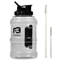 플렉스바디 2리터 대용량 헬스 휴대용 물통+빨대+세척솔 다이어트 쉐이커 보틀 물병, 투명1P+빨대+세척솔