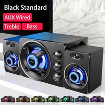 LED 컴퓨터 조합 스피커 AUX USB 유선 무선 블루투스 오디오 시스템 홈 시어터 서라운드 사운드 바 PC TV 용 오르골 블루투스스피커 불멍, CHINA_Black Wired Standard