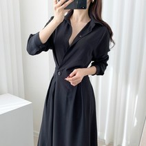 여성 드라마 연예인 갯마을 원피스 가을 디자인 감각 원 버클 긴팔 신민아원피스