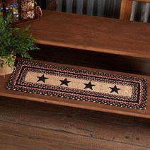 CNTCSM VHC Brands Colonial Star 계단 트레드 러그 주트 블렌드 레트 탠 블랙 레드, 보여진 바와 같이, 하나