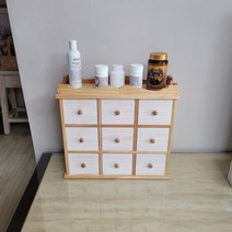나우데코 원목 미니 약장 3단 9칸 서랍장, 화이트