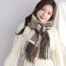 부드러운 목도리 남자 여자 초코브라운 체크머플러
