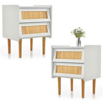 스마트침대 140x200cm 나무 침대 LED 수납 싱글 머리판이 있는 프레임으로 만든, 2pcs nightstands+두 배