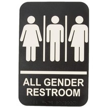 ADA All Gender Adhesive Restroom Toilet Sign with Braille for Business Restaurant 6” x 9”, 1