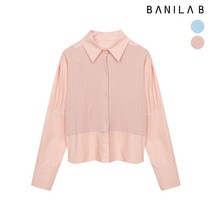 [바닐라비] 여성 하프 셔링 니트 배색 블라우스