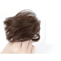 Makone 여성 인조 패션 가발 스타일 내추럴 똥머리 묶음머리, 개, 업스타일 리얼 헤어밴드-[연브라운]