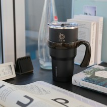 Tim 대용량 손잡이 텀블러 12시간 보냉 8시간 보온 900ml (본체 + 뚜껑 + 손잡이), 미드나잇블랙