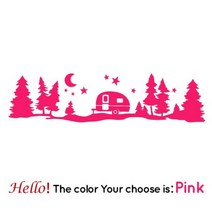 캠핑카 용품 대형 스타 포레스트 비닐 자동차 스티커 RV 장식에 적합 산 캠핑 RV 나무 달 스티커 부속품, 48.분홍색 - S 73cm X 18cm