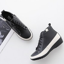 천연소가죽 3.5cm 여성스니커즈 하이탑운동화 웨지힐 BS999