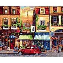 그림 그리기 페인트 키트용 프레임 캔버스에 숫자별 거리 유화 숫자 장식으로 색칠하기, 60x75cm no frame, 993657