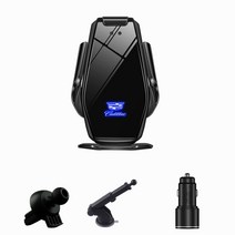 Ecool carlogo 무선충전 핸드폰 거치대 + carlogo 3.0 고속충전기 + 송풍구 거치대 + 부착형 거치대 + USB-C 전원선 세트, Black, 캐딜락