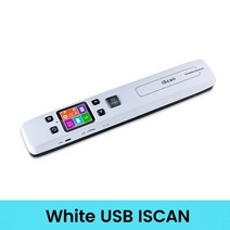미니 Iscan 문서 및 이미지 스캐너 A4 용지 1050DPI JPG/PDF 포맷 고속 휴대용 LCD 디스플레이 비즈니, 03 White USB