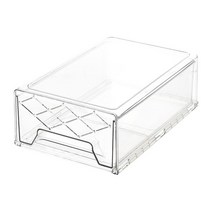 냉장고 서랍 상자 뚜껑이있는 냉장고 주최자를 꺼내 다용도 과일 야채 음료 용기 주방 홈 식료품 저장실, 크기가 큰, 분명한, 플라스틱, 1개, 1개