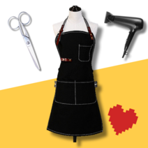 한스터프 미용실앞치마 미용사앞치마 네일 애견 헤어샵 데님 캔버스 롱, 화이트+리뷰약속+사은품