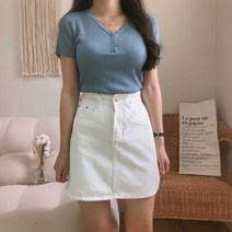 플럼마켓 / 데일리 기본 미니 스커트 데님스커트 기본스커트
