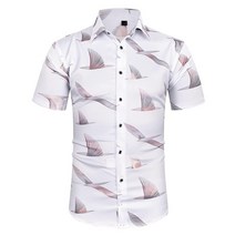 J.Ver 남성용 프린트 반소매 드레스 셔츠 레귤러 핏 스트레치 캐주얼 버튼 다운 셔츠 주름 방지 비즈니스 셔츠