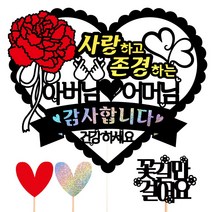 비비드레인 어버이날 생신 케이크토퍼, 55-사랑하고존경(아버님어머님)+픽3개