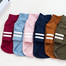 사계절용 강아지 소매라인 폴라티 티셔츠, 카키