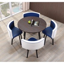 4인가족 화이트 원형 카페테이블세트 사각 라운드 식탁 세트 가정용 공간절약 조립식가구, AD