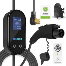 EVCARS 702794 ZENCAR 레벨 2 EV 충전기 40A 휴대용 EVSE 가정용 충전 스테이션EV 플러그 케이블 홀더 포함 타이밍 지연SAE J1722 240V 조정 가능, 40A NEMA14-50