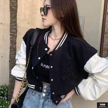 가바바 여성 블루종 스트릿 스타일 크롭 오버핏 항공점퍼 G63495