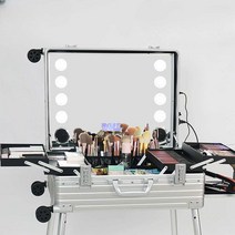 전문가용 메이크업 캐리어 뷰티 도구 상자 수납함, 상세 페이지 참고, 24인치 블랙(조명8)