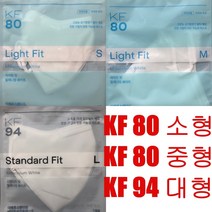 아에르 마스크 KF80 소형 중형(라이트핏) KF 94대형(스탠다드핏) 공기청정기 필터 제조회사 의약외품 식약처허가, KF94 대형