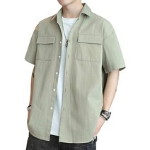 스노우피크 스노우 피크 무지 셔츠 맨즈 캐주얼 긴 소매 옥스포드 코튼 흡한 속건 통기성 봄 여름 가을, 05 2*그린_03 XL