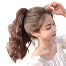 가발위드 짧은 웨이브 스타일 루시드 포니테일 35cm, 단색연한브라운