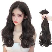 가발위드 붙임머리 엔디롱 웨이브 부분 가발 3피스 세트, 네츄럴블랙40cm