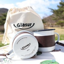 글라주아 범랑 머그컵 355ml~450ml + 보관용 파우치 포함+가죽 인디언행어 고리 후크 걸이 증정(소진시까지!), 3. 450ml 1개(보관용 파우치포함)