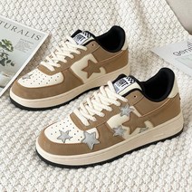 패들 킥판디자이너 보드 슈즈 스타 플랫 스니커즈 Zapatillas Mujer 레이스업, 02 브라운_02 37