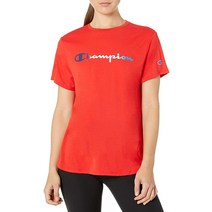 챔피온 여성용 스포츠 경량 티셔츠 붉은 불꽃. Small