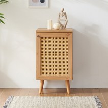 소티디자인 헤이즐 라탄 플랩도어 협탁, 라이트오크
