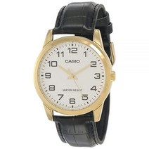 Casio 남성용 재패니즈 쿼츠 시계 22 블랙 레더 스트랩 EAW-MTP-V001GL-7B