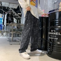 키 타이드 하라주쿠 패션 청바지 남자 여름 게으른 자카드 일본 긴 바지