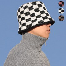 체커보드 버킷햇 벙거지 커플 체크 패턴 니트 대두 왕대두 3color